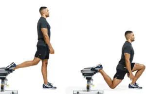 Exercise at home: Man performing Bulgarian split squats